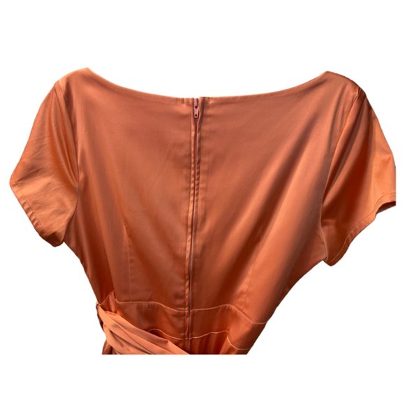 Pinup Couture Ava Midi Wiggle In Peach Pink Cocktail Dress sz XL - Picture 4 of 9